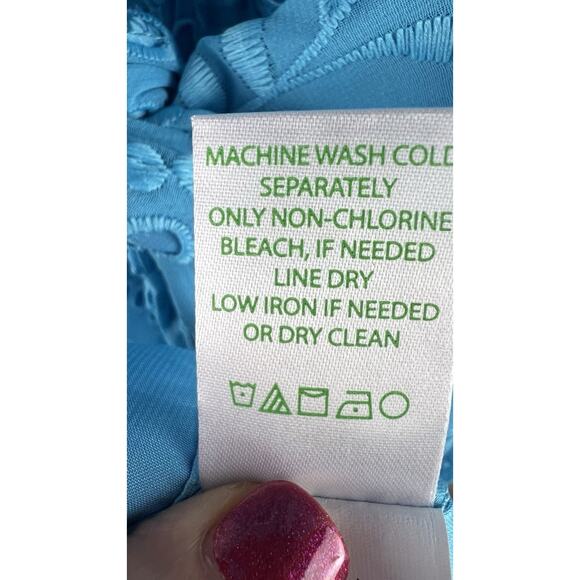 Lilly Pulitzer Geri Off The Shoulder Sea breeze Blue Midi Eyelet Dress XL $348 - Picture 8 of 9